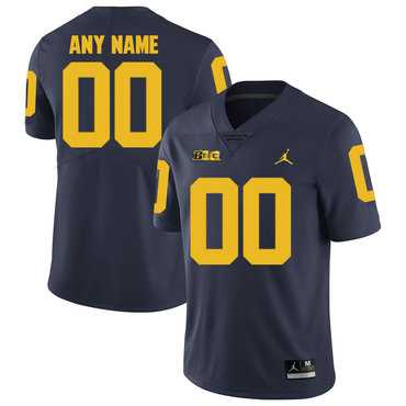 Men's Michigan Wolverines Navy Customized College Football Jersey